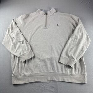 Polo Ralph Lauren 1/4 Zip Pullover Mens XXL Beige Heather Sweatshirt Sweater 2XL